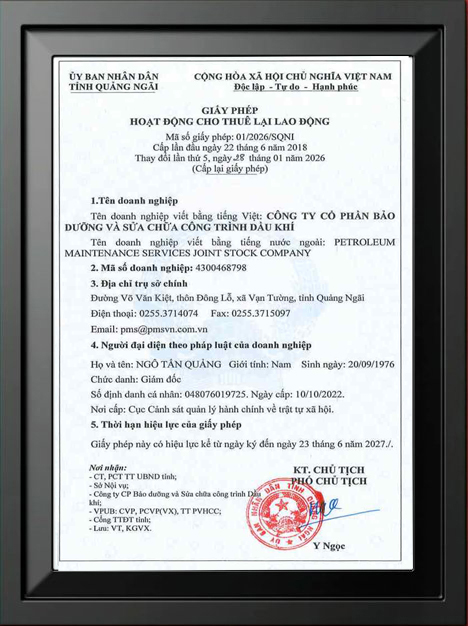 GIẤY PHÉP CHO THUÊ LAO ĐỘNG